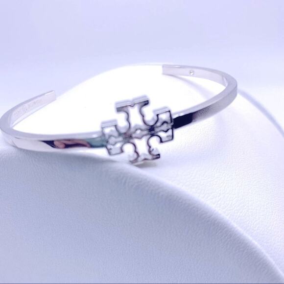 NWT Tory Burch Silver Cut Out Double T Cuff Bracelet - Picture 4 of 9
